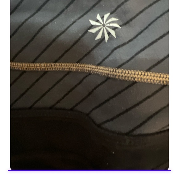 Athleta‎ Zippy Balance Capri Leggings Black Gray Stripe Size M - Picture 6 of 8